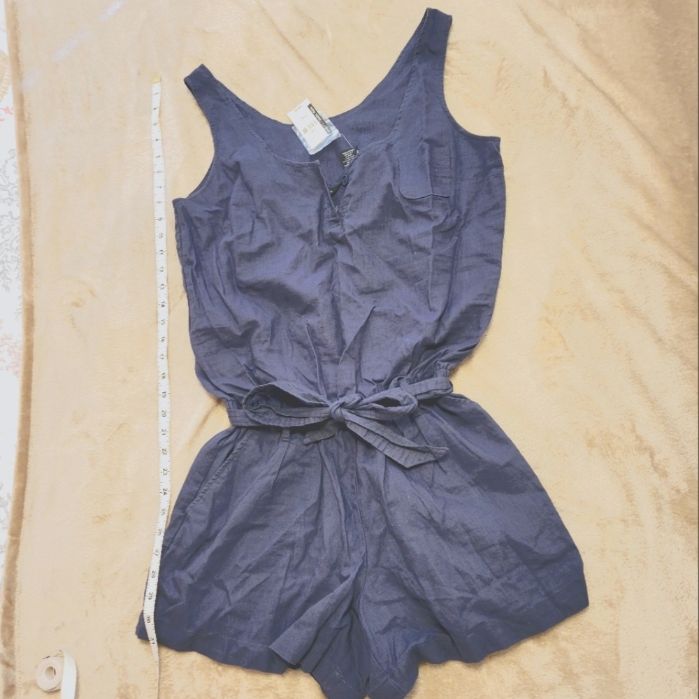 New York & Co linen romper blue sz small New with tags